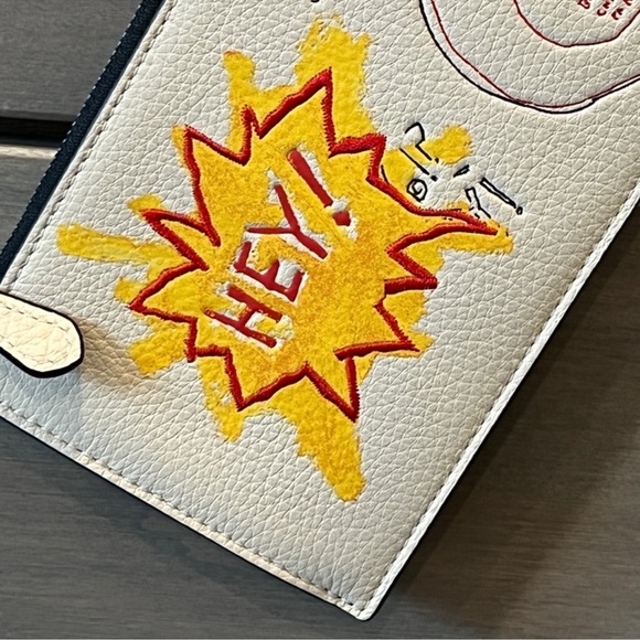 Coach X Jean Michel Basquiat Pouch & Card ID Wallet 2pcs NWOT pebble leather - Picture 5 of 16